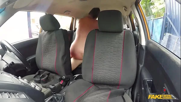 Fake Driving School Curvy STUDENT with BIG BOOBS Swallows instructors man juice