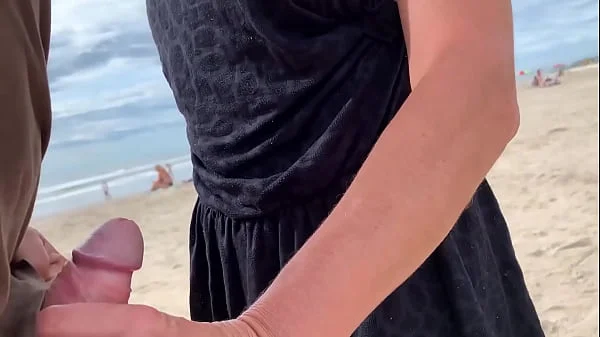 Milf jerks me off in front of everyone. Public ejaculation.