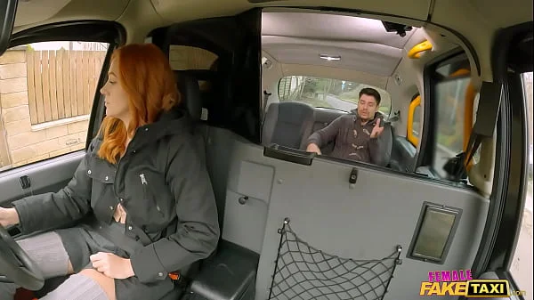 Guy with big mouth makes me ORGASM in my taxi - Female Fake Taxi