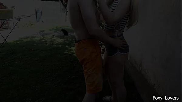 Girlfriend hangs laundry in shorts, I spray her... and things get wild