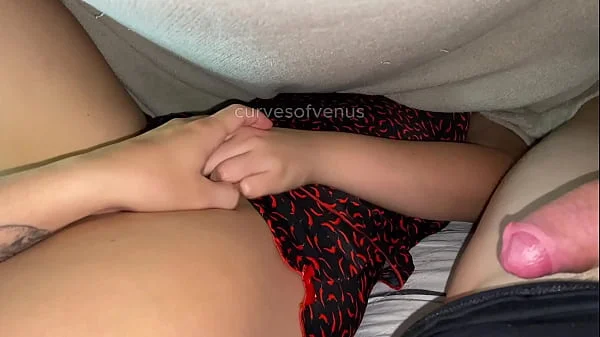 OMG! My stepsister let me touch her discreetly under the blanket.