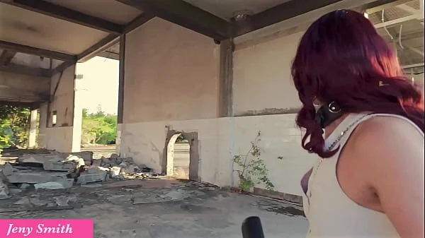 Jeny Smith caught in public place naked and locked