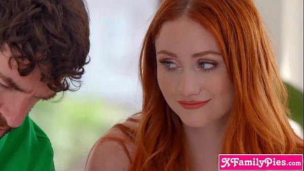 Stepdaughter bored with the instructional video of her stepdad