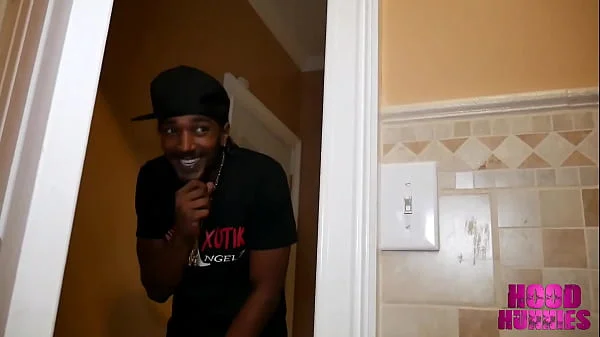 Naughty maid fucks hotel guests in laundry room