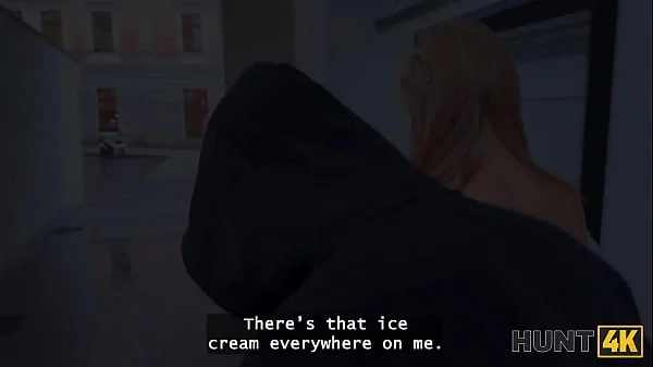 HUNT4K. Blondie Naomi Love seduced a rich dude with her big natural tits in front of her BF