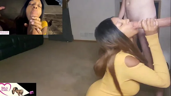 Busty Ebony IslaCox Spitroasted and Surprised by Two HUGE Cocks!