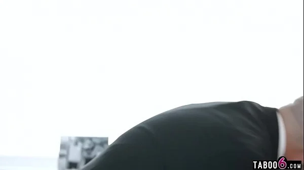 Stepbrothers DP fuck their new dumb MILF stepmom