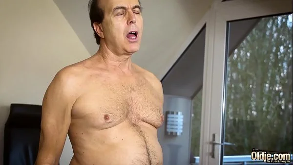 She rides the grandpa cock like she never had sex before and loves to take his cum in her mouth and swallow it