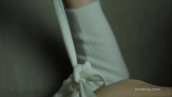 Amateur brunette teen showing her delicious wet pussy on the sofa