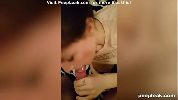 Chubby girlfriend sucks cock