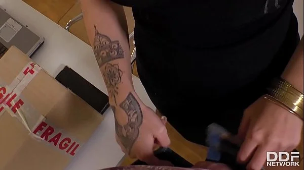 Busty cock-hungry secretary Marika Vitale kneels to suck your dick in POV