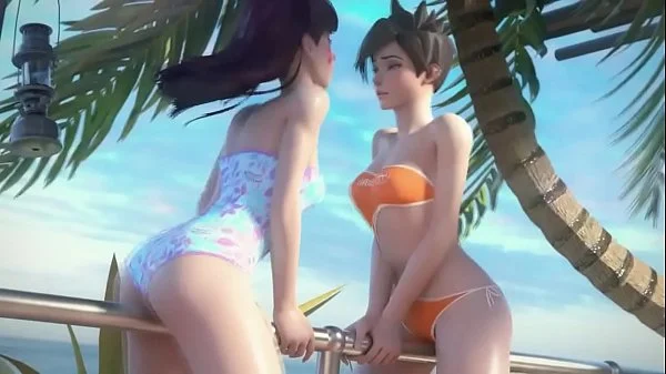 D.Va and Tracer on Vacation Overwatch (Animation W/Sound)