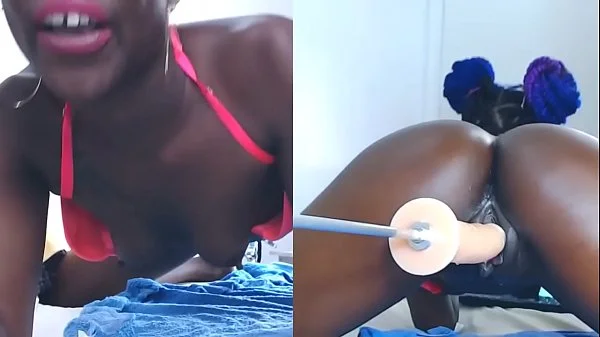 Ebony cam girl squirts