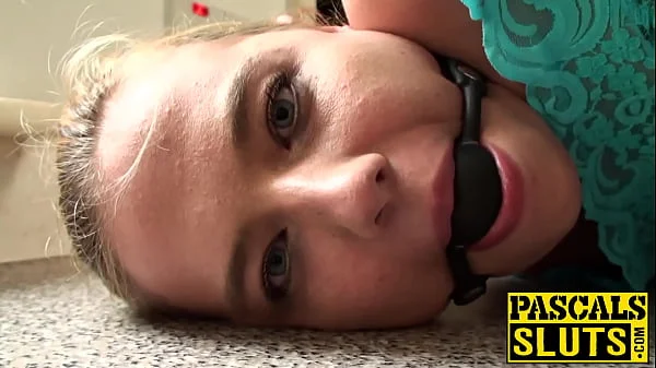 Hot fuck with tied up bitch that has gag ball in her mouth