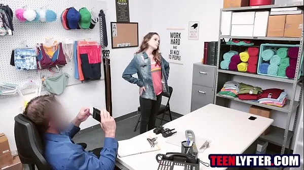 Scared teen thief fucked & creampied by creepy shop detective