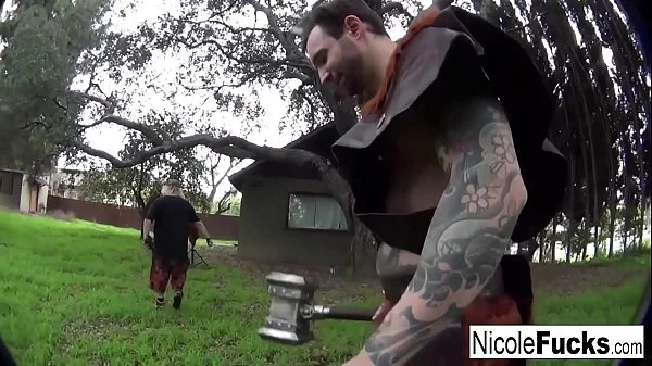 Hot Hunter Nicole Aniston captures a Minotaur and Milks his balls dr