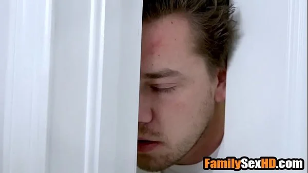 Geeky stepson experiments on stepmom and stepsister to fuck them