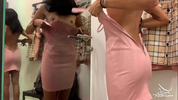 NAUGHTY HOT ASIAN TEEN RIDES GIANT DILDO IN PUBLIC CHANGING ROOM