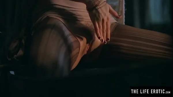 Puffy nippled milf fucking herself hard in a run down shack