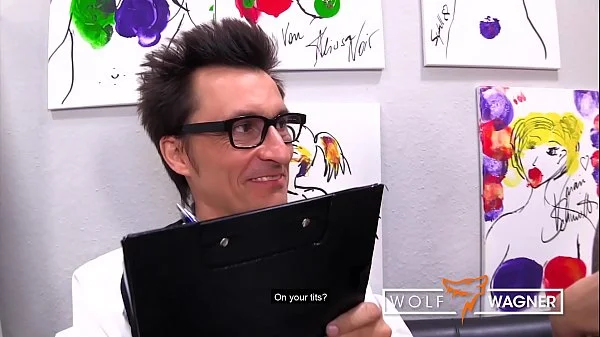 Busty Leni gets her pussy fucked during a fake body lotion test! WolfWagner.com