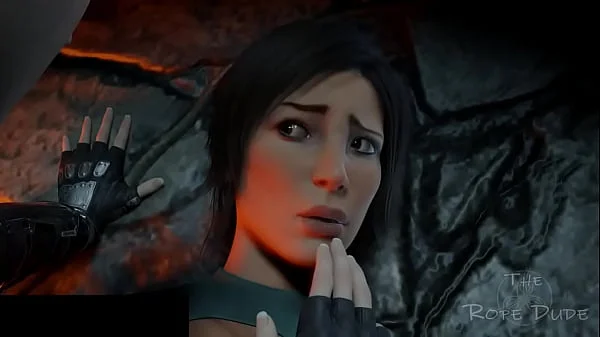 Lara Croft tied up and played with by Tifa [TheRopeDude]