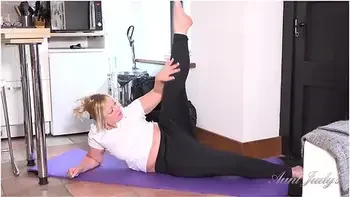 Aunt Judys - Judys Big Tit Milfs - Working Out With Busty Blonde Milf Katherina