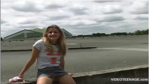Blonde 19 Years Girl Shows Panty Outdoor