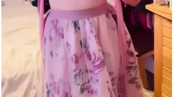 Smol Tit Teen 18+ Strips Out Of A Pretty Pink Dress And Plays With Her Pretty Pink Pussy