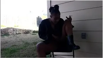 Sweetbutttasty Smoking And Fingering Herself In The Backyard!!!!!