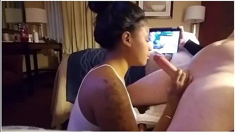 Cute Young Black Thot Kneels And Catches A Fat Nut From Her White Step daddy