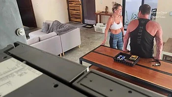 Nanny Cam Catches Hot Babysitter Giving Blowjob in Kitchen - Real Amateur Caught Naked