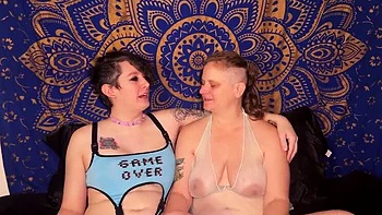 Lesbian MILF Interview Fingering & Squirting Orgasm - Pussy Licking & Dildo Fun