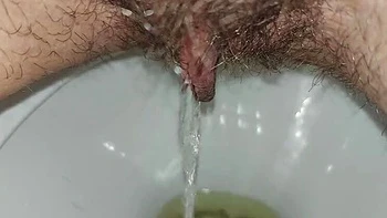 Hairy Housewife GinnaGg Pissing Close Up Toilet Pee Play