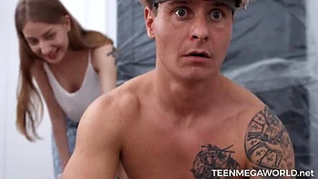 Two Workers Fuck Blonde Teen Sasha Paige - Threesome Double Penetration Blowjob Trailer