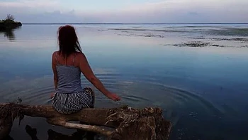 Natella Dance Hot MILF Striptease on Volga River Beach