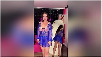 57 Milf Tries Blue Transparent Lingerie Try On