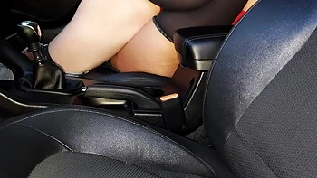 Step Mommy Fucks Taxi Driver in Public Car - Horny Mature in Lingerie Gets Wet Outdoor Orgasm