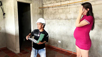 Petite Latina StepMom Gets Huge Cock From Young Engineer During Home Inspection - Pregnant Doggy Style Fuck