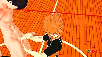 Haikyuu Yaoi - Kageyama Lets Hinata Jerk Him Off And Then Fucks Him On The Court - Car Toon