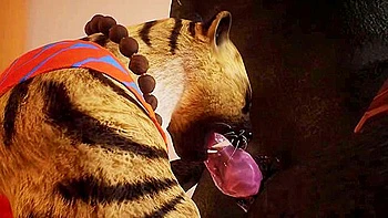 Young Tigress Give The Muzzle