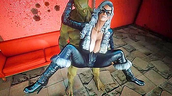 Black Sat Plays With Super Mutant Big Dick