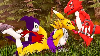 Renamon - Threesome With Guilmon And Impmon