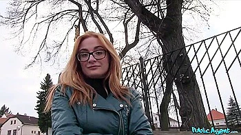 Sexy Redhead Student 18+ Nerd In Glasses Fucking In The Bushes - Outdoor Reality Porn