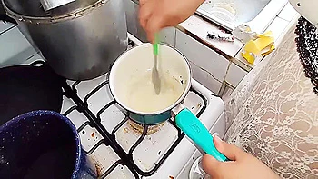 I Accumulate A Lot Of Cum In A Container, My Piggy Slut Cooks It And Then Eats It In The Mall 13 Min