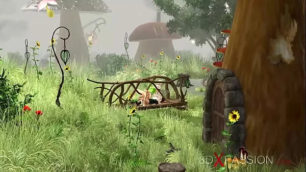 Crazy gnome plays with a hot sexy fairy