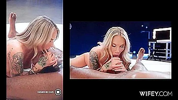 Tattooed Hotwife Rides Bbc While Hubby Films