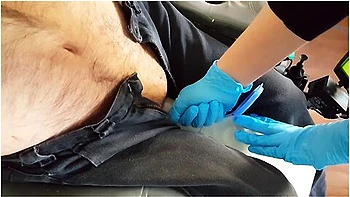 Nurse Puts Cripple Dick In Urinal To Pee