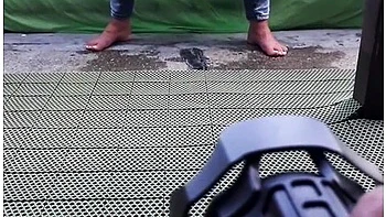 How We Make Video Desperate Pee In Jeans On Balcony In Centrum City