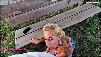 German Milf Candy Suck Sucks Cock Outdoors & Gets Fucked In Pov
