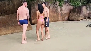 I Met Two Hot Guys On The Beach And I Was So Horny That I Gave It To Them Right There